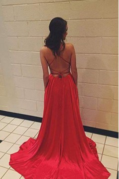Simple A-Line Long Red Prom Dress Formal Evening Dresses 601541