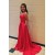 Simple A-Line Long Red Prom Dress Formal Evening Dresses 601541