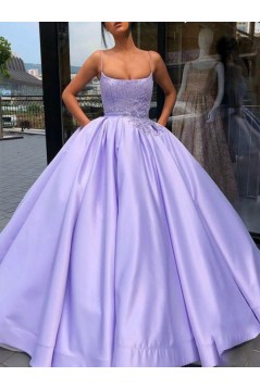 Ball Gown Satin Lace Long Prom Dress Formal Evening Dresses 601553