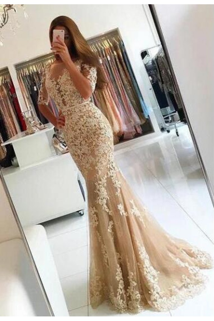Mermaid Lace Long Prom Dress Formal Evening Dresses 601564