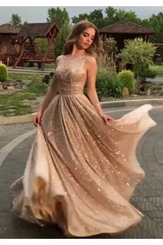 A-Line Sparkle Long Prom Dress Formal Evening Dresses 601600