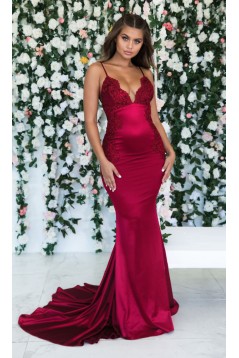 Mermaid Lace V-Neck Long Prom Dress Formal Evening Dresses 601604