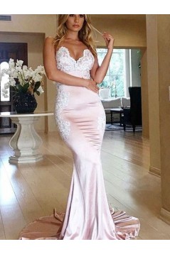 Mermaid Lace V-Neck Long Prom Dress Formal Evening Dresses 601615