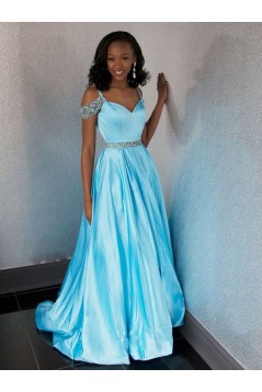 A-Line Beaded Long Prom Dress Formal Evening Dresses 601617