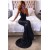 Mermaid V-Neck Sparkle Long Black Prom Dress Formal Evening Dresses 601635