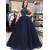 Ball Gown Beaded Long Navy Blue Prom Dress Formal Evening Dresses 601662