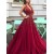 A-Line V-Neck Long Prom Dress Formal Evening Dresses 601721