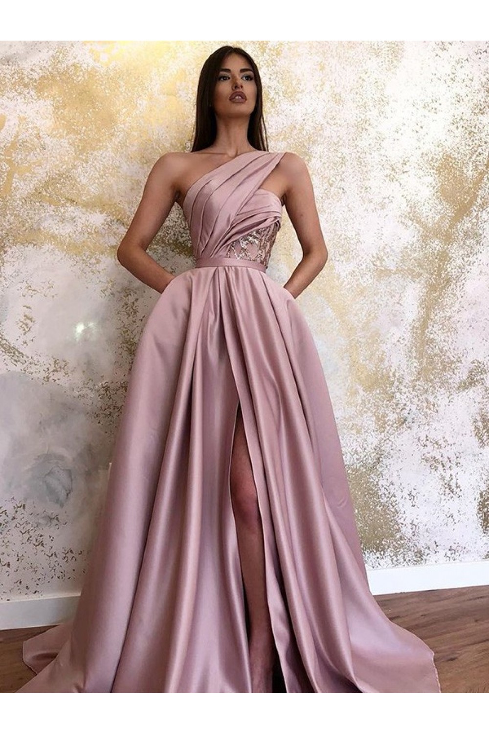 ALine OneShoulder Long Prom Dress Formal Evening Dresses 601737