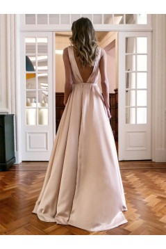 A-Line V-Neck Long Prom Dress Formal Evening Dresses 601740