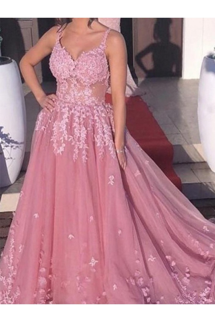 A-Line Lace Long Prom Dress Formal Evening Dresses 601755