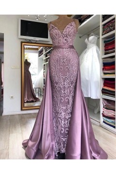 Mermaid Lace Satin Long Prom Dress Formal Evening Dresses 601772