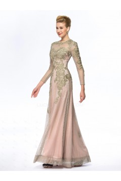 A-Line Jewel Long Sleeve Lace Mother of the Bride Dresses M010069