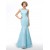 Elegant Trumpet/Mermaid Beaded Long Blue Lace Mother of the Bride Dresses M010071