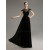 Empire Cap-Sleeve Long Black Chiffon Mother of the Bride Dresses M010079
