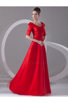 A-Line Off-the-Shoulder Half Sleeve Long Red Mother of the Bride Dresses M010081