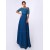 A-Line Bateau Short Sleeve Long Blue Chiffon Mother of the Bride Dresses M010085