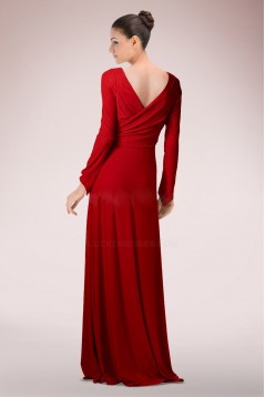 Sheath V-Neck Long Sleeve Red Mother of the Bride Dresses M010091