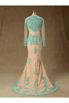 Trumpet/Mermaid Long Sleeve Beaded Applique Long Mother of the Bride Dresses M010104