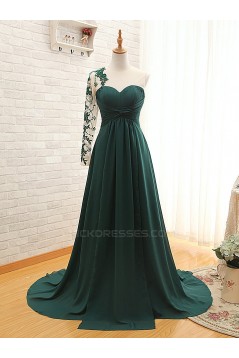 A-Line One Sleeve Long Chiffon Mother of the Bride Dresses M010105