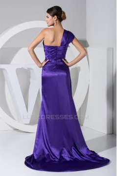 A-Line One-Shoulder Ruffles Brush Sweep Train Mother of the Bride Dresses 2040023