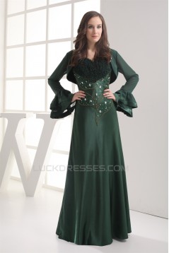 Floor-Length Spaghetti Straps Ruched Long Sleeves Mother of the Bride Dresses 2040041