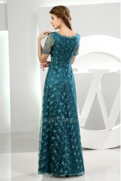 Lace Silk like Satin Ruffles Short Sleeve Mother of the Bride Dresses 2040050