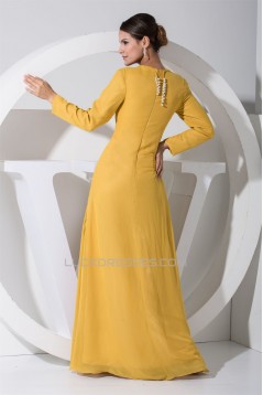A-Line Long Sleeves V-Neck Floor-Length Beading Mother of the Bride Dresses 2040053