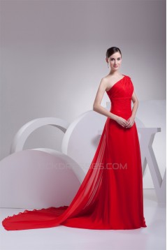 Sheath/Column Ruched Chiffon Long Red Mother of the Bride Dresses 2040063