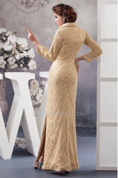 3/4 Sleeve Lace Floor-Length High-Neck Mother of the Bride Dresses 2040105
