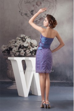 Beading Taffeta Lace Knee-Length Strapless Mother of the Bride Dresses with A 3/4 Sleeve Jacket 2040114