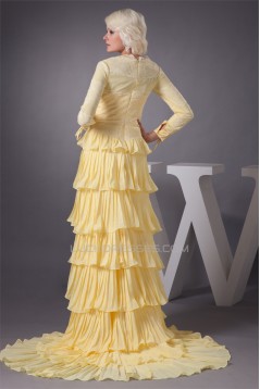 Chiffon Lace Elastic Woven Satin Bateau Mother of the Bride Dresses 2040116