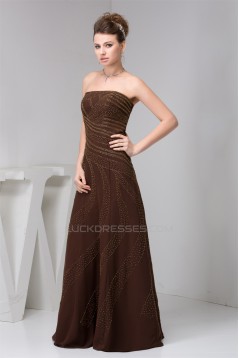 A-Line Strapless Long Chiffon Sleeveless Evening Mother of the Bride Dresses 2040122