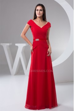 A-Line Off-the-Shoulder Beading Floor-Length Chiffon Mother of the Bride Dresses 2040145