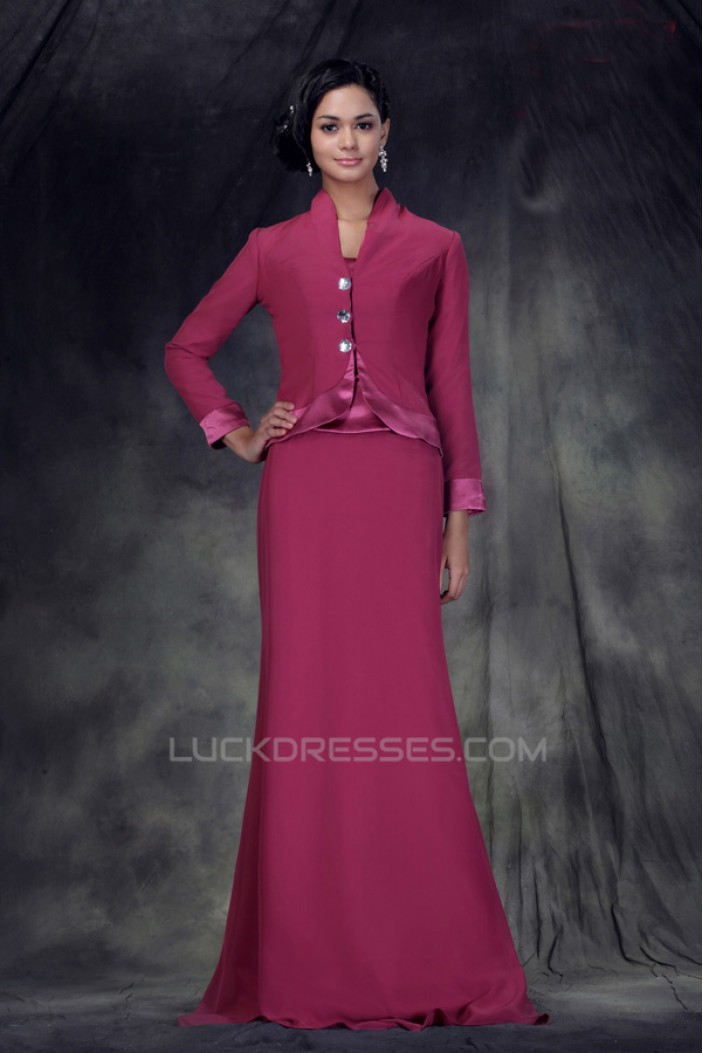 Sheath/Column Long Mother of the Bride Dresses with A Jacket 2040212