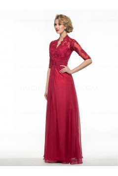 Half Sleeves Lace Chiffon Long Mother of The Bride Dresses 3040019