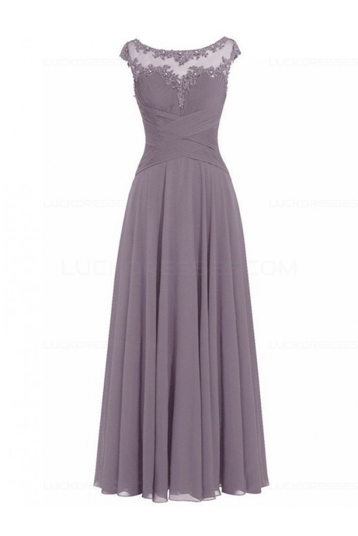 Sleeveless Illusion Neckline Lace Chiffon Long Mother of The Bride Dresses 3040027