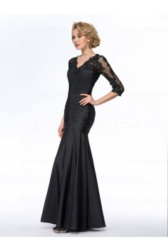 Long Black 3/4 Length Sleeves Lace Long Mother of The Bride Dresses 3040030