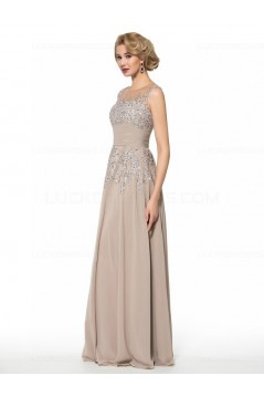 Lace Chiffon Sheer Sleeveless Long Mother of The Bride Dresses 3040032