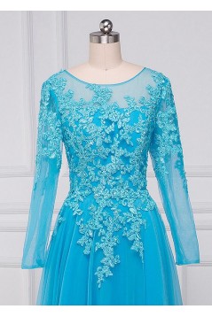 A-Line Long Sleeves Beaded Lace Appliques Mother of The Bride Dresses 602066