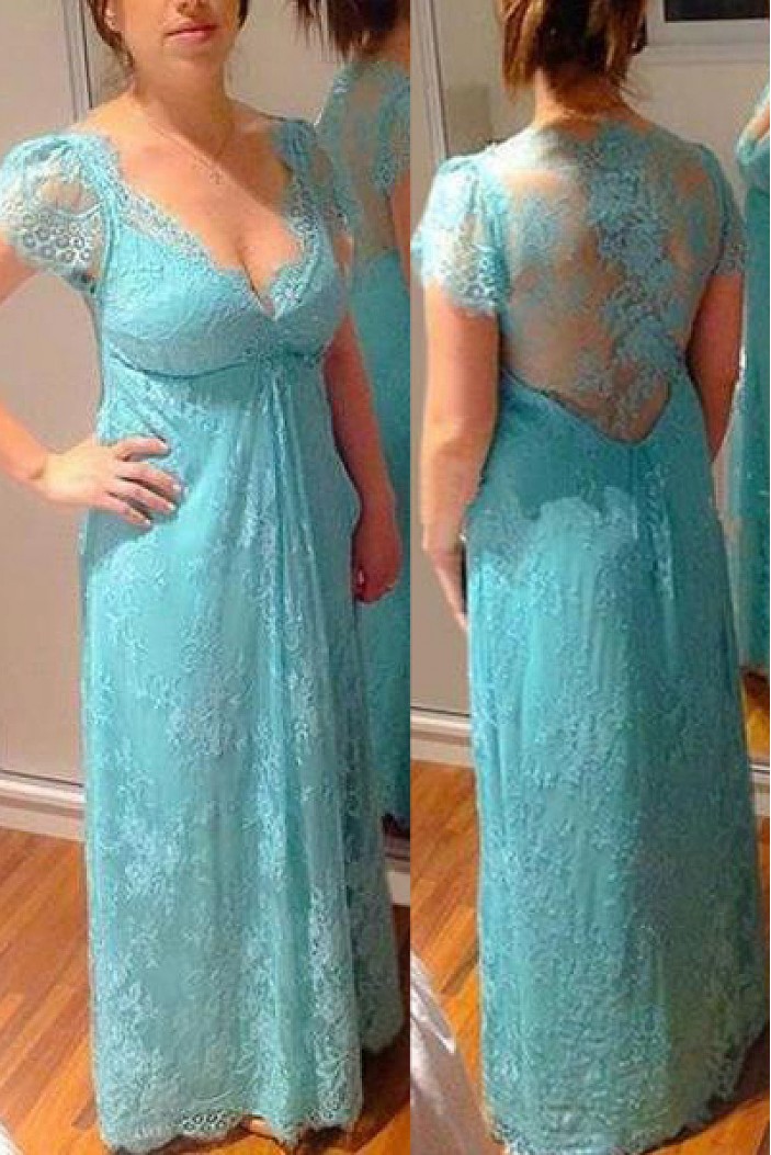 Lace V-Neck Mother of The Bride Dresses 602078