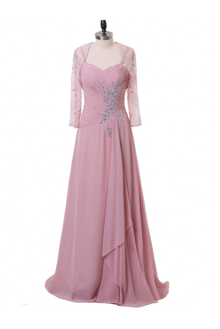 A-Line Beaded Lace Chiffon Long Mother of The Bride Dresses 602162