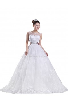 Ball Gown Scoop Floor Length Wedding Dresses WD010004