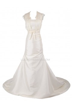 A-line Chapel Train Lace Wedding Dresses WD010006