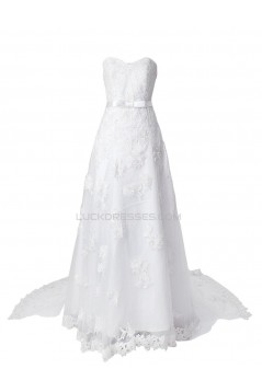 Elegant A-line Chapel Train Lace Wedding Dresses WD010008