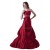 A-line Chapel Train Red Beaded Wedding Dresses WD010014