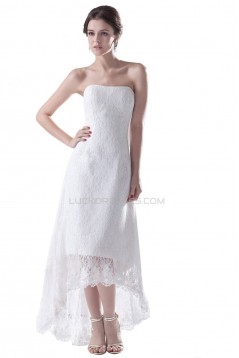 A-line High Low Short Lace Wedding Dresses WD010015