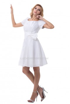 A-line Short Sleeves Short Wedding Dresses WD010038