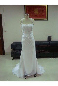 Sheath/Column Court Train Bridal Wedding Dresses WD010052