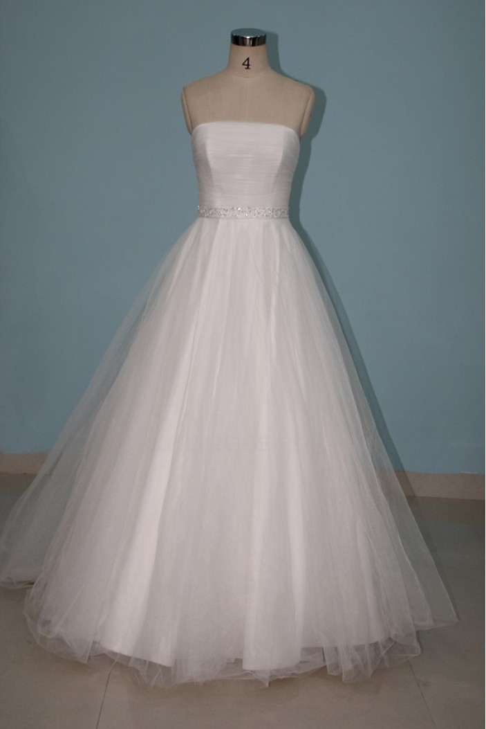 A-line Strapless Beaded Bridal Wedding Dresses WD010089