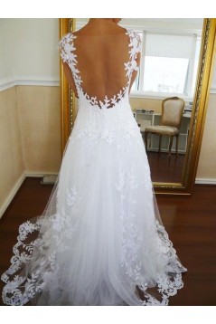 A-line Cap Sleeves Lace Bridal Wedding Dresses WD010091
